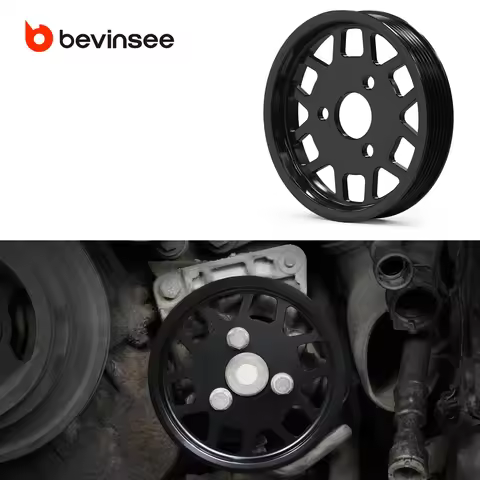 BEVINSEE Aluminum Power Steering Pulley for BMW M52TU M54 E39 E46 E36 E38 Z3 X5 E53, Replace for 32 