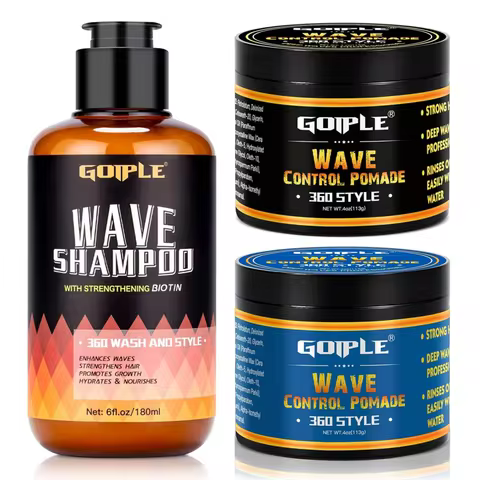 Waves Control Pomade Shampoo Kit Strong Hold Hair Styling Wax Deep 360 Waves Layered Style Sport Wav