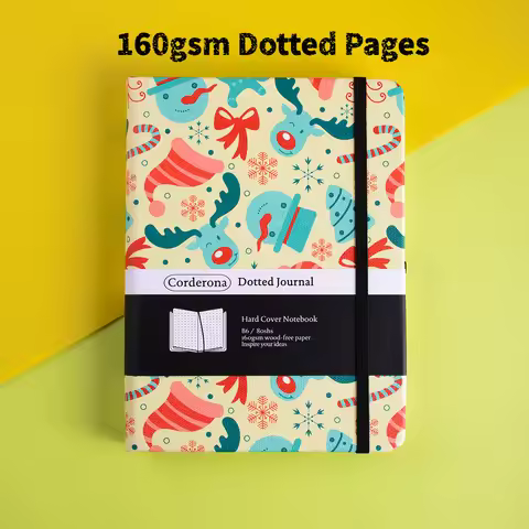 Cartoon Christmas Bullet Dotted Journal 160gsm Thick Paper B6 Hardcover Planner Dot Grid Notebook
