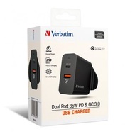 ❇️歡迎使用消費券❇️ Verbatim Dual Port 36W PD &amp; QC 3.0 USB 充電器 (66390)