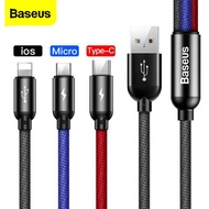 Baseus 3 in 1 USB Cable Type C + Micro USB+ iPhone Cable For iPhone 13 Pro Max 12 11 Samsung S20 Xiaomi Mi 9 Charger Micro USB Cable