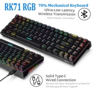 Spot Goods RK71 RGB Wireless 70% Compact Mechanical Keyboard 71 Keys Bluetooth Small Portable Gaming
