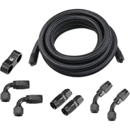 Ucreative 10AN CPE Fuel Hose Line Fitting Kit AN10 Nylon Braided Fuel Hose 10FT Black ID: 0.56 inch 