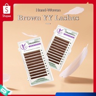 Private Label Brown YY Eyelash Extension High Quality Y Shape 8-15mm Matte Brown YY Lashes Makeup Ci