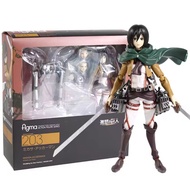 [Ready Stock] 14cm Figma Max 203 Attack On Titan Mikasa Ackerman AOT Action Figure Premium KO Figuri