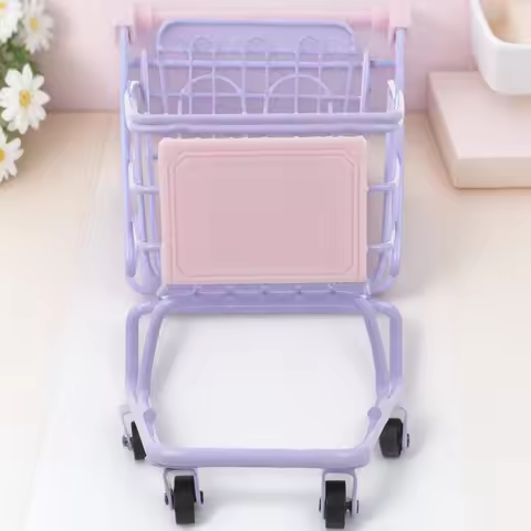 Small Shopping Miniature Supermarket Trolley Desk Storage Organizer Small Storage Supermarket Cart F