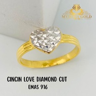MydoraGold | Cincin Fesyen Series l Cincin Love Diamond Cut Emas 916 [916 Gold Ring] Fashion Ring