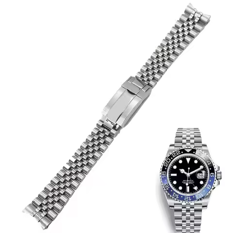 US Stock Tax-Free for Rolex GMT II 116710 BLNR Solid Curved End 20mm Stainless Steel Jubilee Watch B
