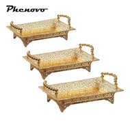 [Phenovo] Iron Golden Fruit Tray with Handles Countertop Tray Desert Tray Storage