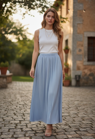 Daisy by Voir Womens Ice Blue Pleated Maxi Skirt