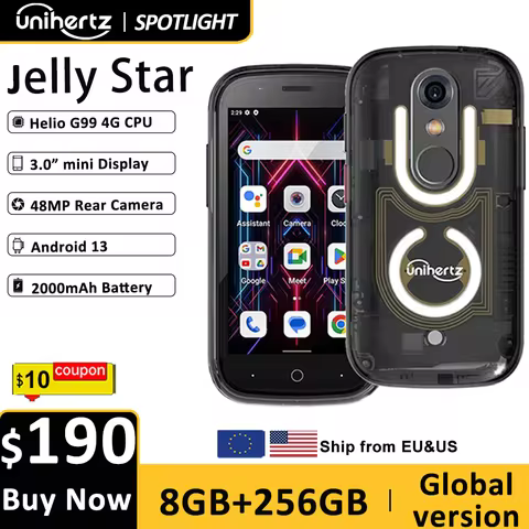 Unihertz Jelly Star Android 13 8GB 256GB Led Light Unlocked Transparent Backshell 48MP 3 inch 2000mA