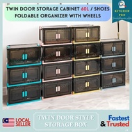 𝐊𝐈𝐓𝐂𝐇𝐄𝐍 𝐏𝐑𝐎 | ABBAWARE Twin Door Foldable Storage Box With Wheels 60L / Organizer Box / Kotak Penyimpanan Lipat Beroda