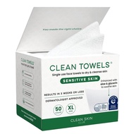 Clean Skin Club Clean Towels® XL Sensitive Skin | Ultra-Soft Disposable Face Towel Infused with Aloe