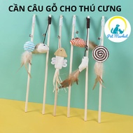 PC089 PKET LUXURY WOODEN FISHING ROD TOY FOR CATS, CAT TOYS, PET TOYS
