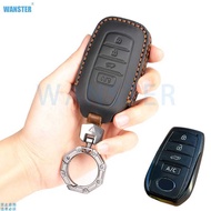 4 Bottons Leather Car Key Case Cover Keychain for Toyota BZ4X COROLLA CROSS 2022 942B 14th Crown Roy
