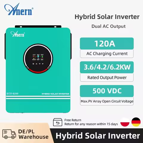 Solar Off Grid Inverter Hybrid 3600W 4200W 6200W Hybrid Solar Inverter Controller 24V 48V 220V 120A 