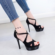 Women black stiletto high heels 5 inches