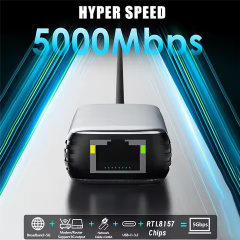 USB 3.2 To 5Gbps Ethernet Adapter RTL8157 5000Mbps RJ45 Network Converter For Laptop Support 5G,2.5G