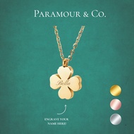 PARAMOUR CO Stainless Steel 4 Leaf Clover Necklace Destiny Four Leaf Clover Necklace Plated Lucky Cl