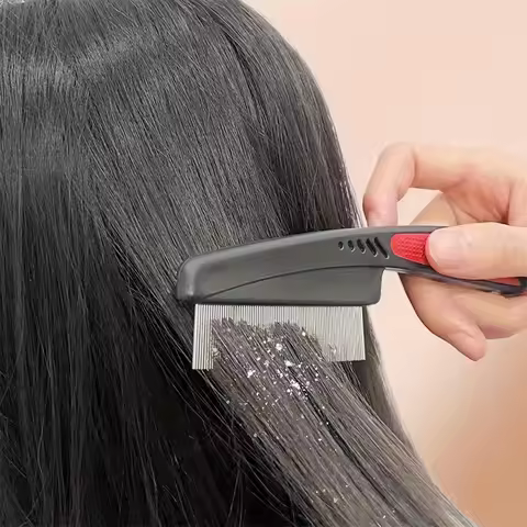 1 Heavy-Duty Stainless Steel Fine-Tooth Comb for Thick Hair - Removes Dandruff and Lice, with Abs Ha