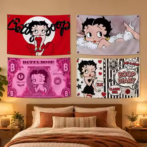 Cartoon B-Betty Boop Flags Soft Skin-friendly Durable Tapestry Outdoor Party Home Living Room Bedroo