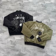 外國預訂 2色雙面穿 stussy Nike 刺繡logo 拼色棒球外套