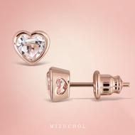 Mizuchol- ต่างหูเงินแท้ประดับพลอยแท้ White Topaz -Mini Heart Earrings