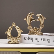 Creative Golden Dolphin Home Decoration Office Living Room Entrance TV Cabinet Dolphin Decoration Ho