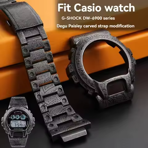 For Casio G-SHOCK Modified Metal Case Strap DW-6600 DW-6900 DW-6903 DW6900 Stainless Steel Retro Car