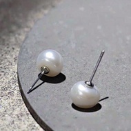 1 chiếc khuyên tai đính ngọc trai hạt đồng thau tối giản 8mm với thiết kế Boho Chic, hoàn hảo cho nh