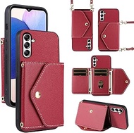 Minimalist Wallet Case for Samsung Galaxy A05s/A05 with Shoulder Strap,Thin Slim Flip Purse,PU Leath