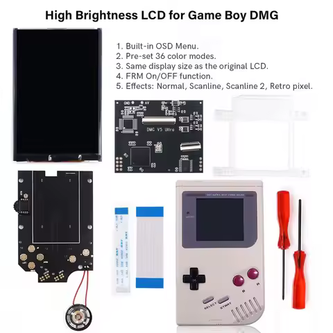 Hispeedido DMG GBO IPS V5 Pro OSD Backlight Menu RIPS 36 Color Kit For GameBoy DMG GBO GB DMG Consol