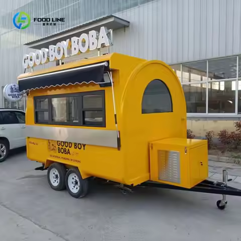Customized 3m Round Food Truck Trailer Mobile Kitchen Catering Van Food Truck for Coffee BBQ and Sna