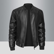Locomotive leather jacket men stand-up collar casual handsome coat