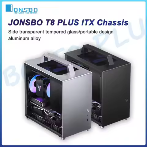 JONSBO T8 PLUS Mini ITX Computer Case All-aluminum Side Transparent Portable Case For 14cm Power Sup