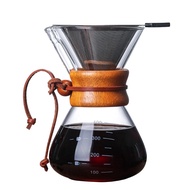 400ML Classic Glass Coffee Pot Wooden Handle Heat Resistant Pour over Coffee Maker Manual Coffeemaker Hand Dripper