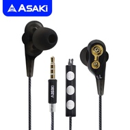 [ส่งฟรี] Asaki Smalltalk หูฟังอินเอียร์สมอลทอล์คและรีโมทคอนโทรล มีไมค์ในตัว และปุ่มรับสาย/เพิ่ม-ลดเสียงได้  เบสแน่น รุ่น A-K7411MP รับประกัน 1 ปี