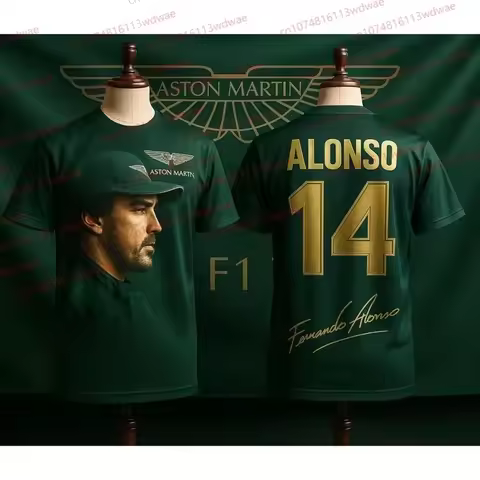 Aston Martin F1 Team Alonso 14 Print Short-sleeve T-shirt Racing Fan Souvenir Casual Top
