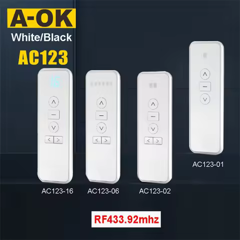 A-OK AC123 1/2/6/16-CH Remote Controller RF433 Wireless Control Transmitter for A-OK Electric Curtia