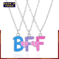 HIk 3 Pcs Set Best Friend Necklace BFF Letter Pendant BFF Necklaces Friendship