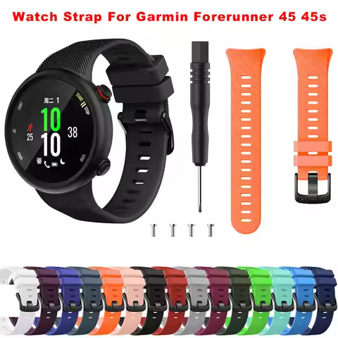 Wristband Band Strap For Garmin Forerunner 45 45S Swim 2 Silicone SmartWatch Watch Protective Case A