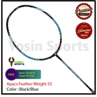 Apacs Feather Weight 55 Badminton Racket (Black Blue) -Include String &amp; Grip