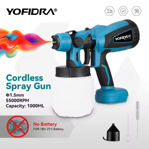 YOFIDRA 55000RPM Electric Spray Gun 1000ML Household Paint Sprayer Furniture Airbrush DIY Power Tool