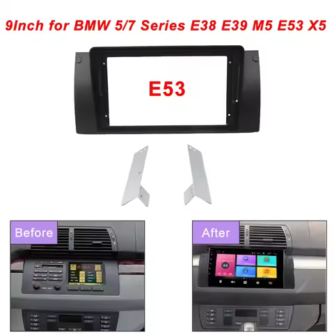 9 Inch Car Fascia Frame Adapter Canbus Box Decoder Android Radio Dash Fitting Panel Kit for BMW 5/7 