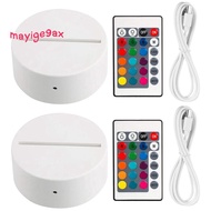 2 Pack 3D Night LED Light Lamp Base + Remote Control + USB Cable, 16 Colors Light Show Display Stand