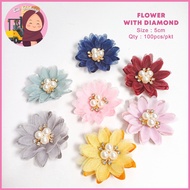 100PCS Flower Patch with Beads | Bunga Tampal Manik 3D | Fabric Flower Handmade DIY | CG 1026