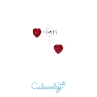 Cutjewelry | Red Heart Diamond Silver Earrings -