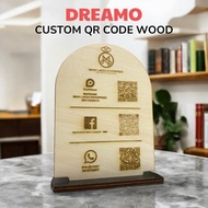 Custom Wood QR Code With Stand DuitNow Scan Pay MAE Touch 'n Go E-Wallet QR Kod Social Media