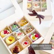 White cake box with 6 compartments 9-box mini cake dessert premium mica cake box