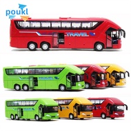 POUKL 4 Wheels Gift for Boy Toy Vehicles Car Bus Model FLashing With Music Vehicle Set Bus Model Car Toy Bus Toy Double Decker Bus Long-distance Bus